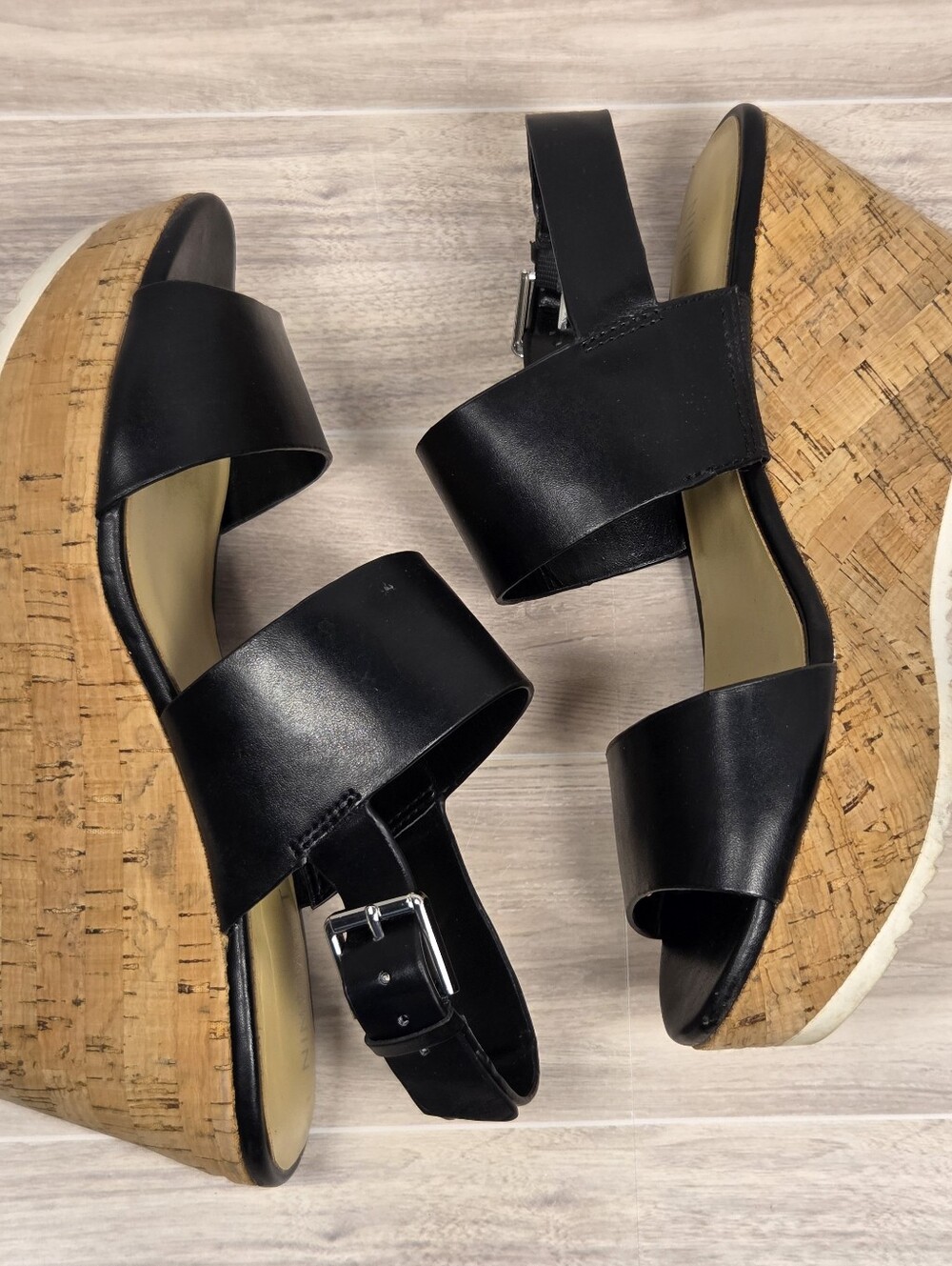 Nine West Dina women's platform wedge sandals in black - Picture 7 of 10